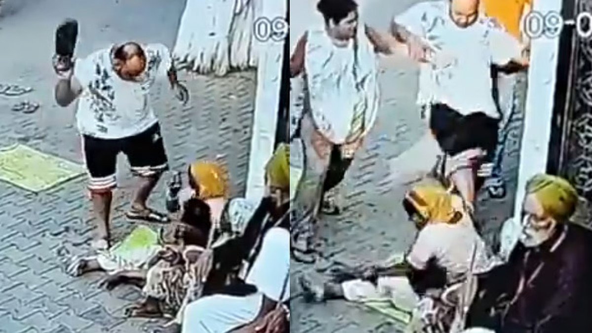 என் வண்டியை எப்படி உன் குழந்தைங்க தொடலாம்…! “கோவில் வாசலில் பிச்சை எடுத்த பெண்ணை செருப்பால் அடித்து காலால் மிதித்து துடிக்க துடிக்க டார்ச்சர் செய்த நபர்”… பிஞ்சு குழந்தைகள் தொட்டதுக்காக… பகீர் வீடியோ..!