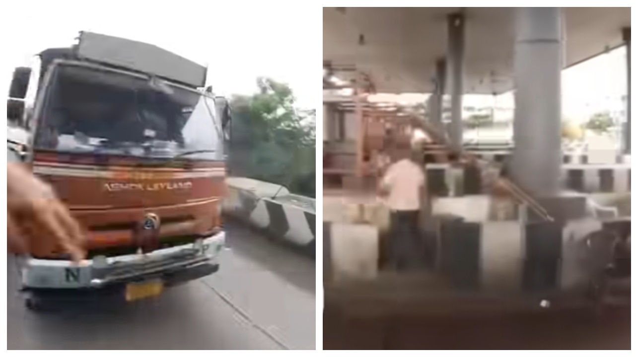 தமிழ்நாட்டில் லஞ்சம்..! லாரி டிரைவரை பார்த்து தலை தெறிக்க ஓடிய அதிகாரிகள்… இணையத்தில் வைரலாகும் வீடியோ…!!!