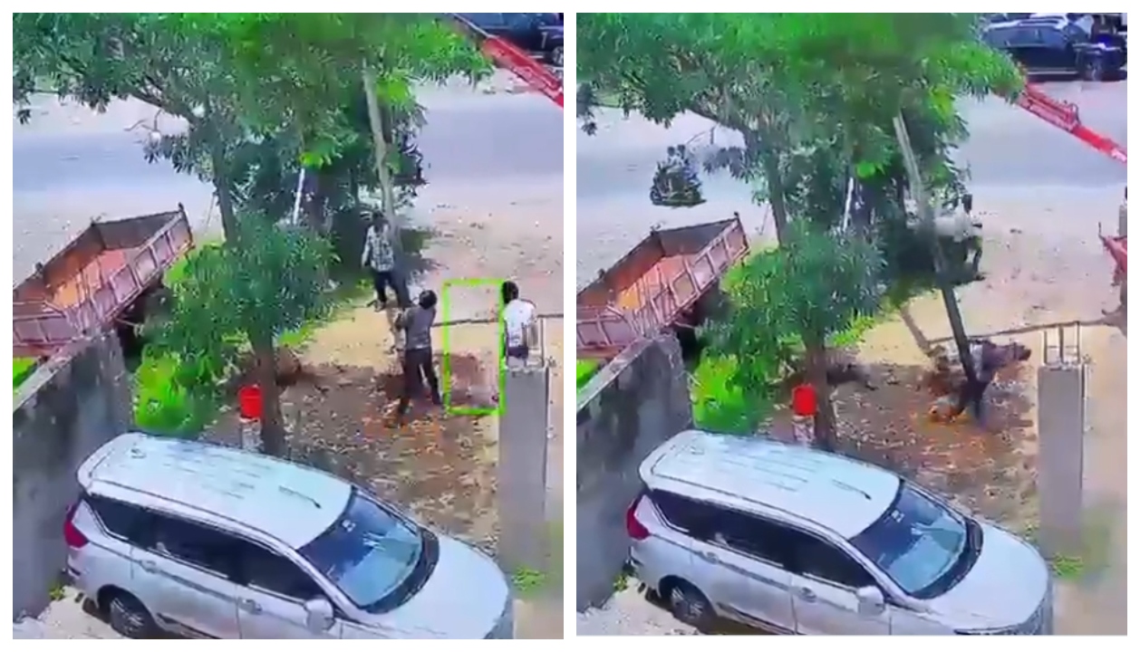 “திடீரென பாய்ந்த கரண்ட்!” மின் கம்பம் நடும்போது அரங்கேறிய கொடூர விபத்து.. 5 வினாடிகளில் பரிதாபமாக உயிரிழந்த தொழிலாளி – சிசிடிவி வெளியாகி அதிர்ச்சி…!!”