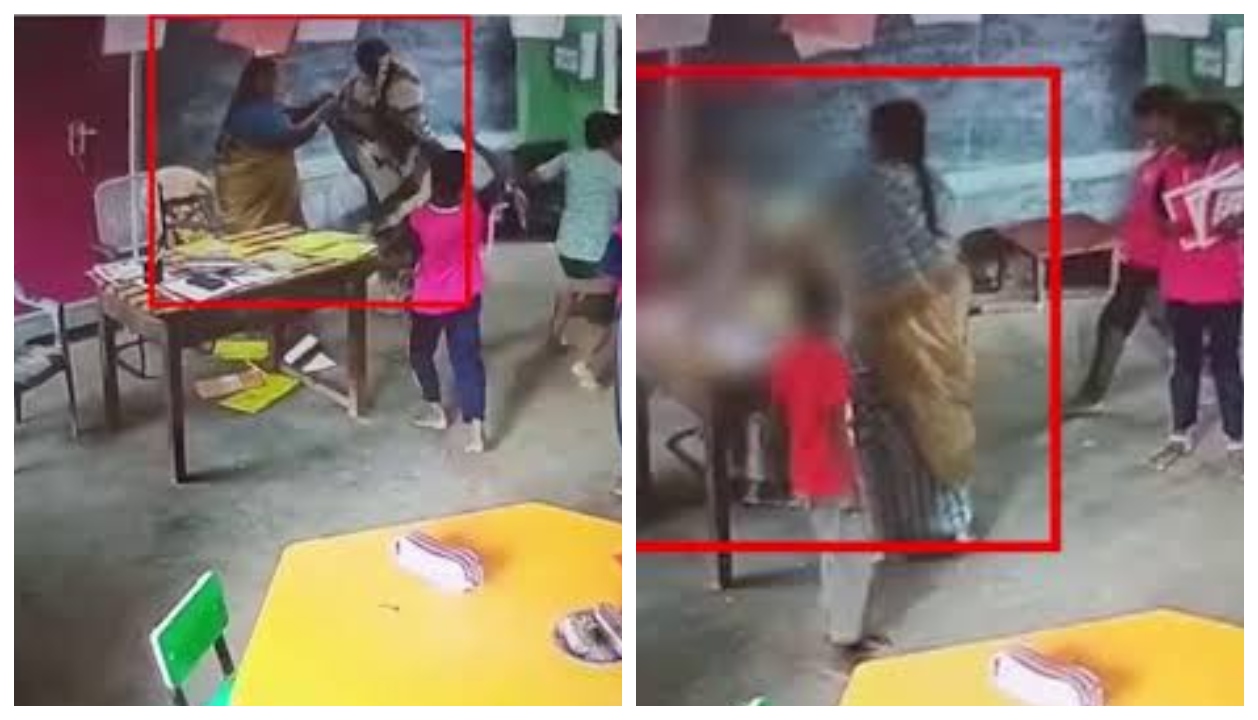 கரூரில் பகீர் சம்பவம்… மாணவர்கள் கண்முன்னே தலைமை ஆசிரியையைத் தாக்கிய இடைநிலை ஆசிரியை.. வெளியான திடுக்கிடும் வீடியோ.. இணையத்தில் வெடிக்கும் விவாதம்..!!”