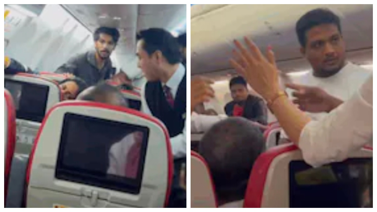 “அடேய் யார்ரா நீ! பறந்துகொண்டிருந்த விமானத்தின் கதவை திறக்க முயன்ற நபர்….!” சக பயணிகள் செய்த  காரியம்…. வைரல் வீடியோ….!!