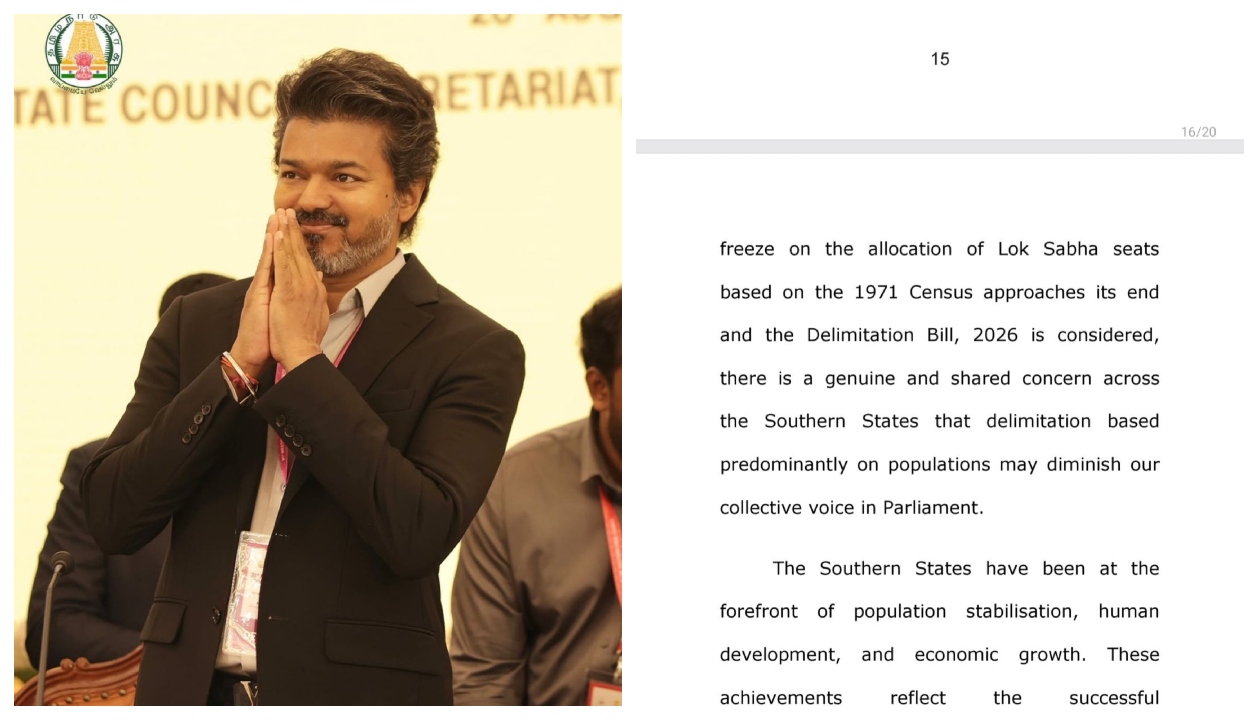 “திமுகவினரே ஸ்கிப் பண்ணும் திடுக்கிடும் உண்மை!” தென் மாநிலங்களின் உரிமைகளுக்காக விஜய் போடும் அதிரடி போர்க்குரல்… அதிர்ச்சியில் அரசியல் கட்சிகள்…!!”