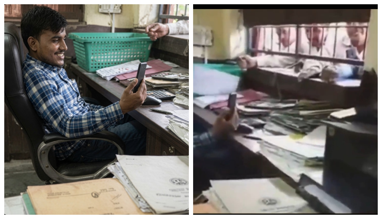 பில் கவுண்டரில் காதலியுடன் வீடியோ கால்… துடிக்கும் கர்ப்பிணியைப் பற்றி கவலைப்படாமல் அலட்சியமாக இருந்த அரசு ஊழியரின் வெட்கக்கேடான செயல்.. வைரலாகும் வீடியோ..!!”