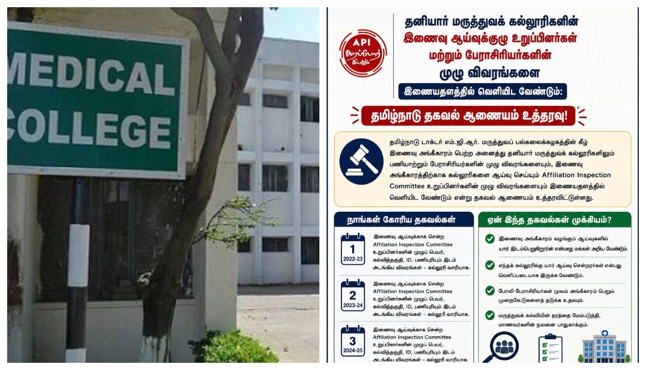 “மருத்துவக் கல்லூரிகளுக்கு வந்தே தீரும் ஆபத்து!” இணையத்தில் விவரங்களை வெளியிடாவிட்டால் கடும் நடவடிக்கை என அதிரடி உத்தரவு… அதிர்ச்சியில் தனியார் மருத்துவக் கல்லூரிகள்..!!”