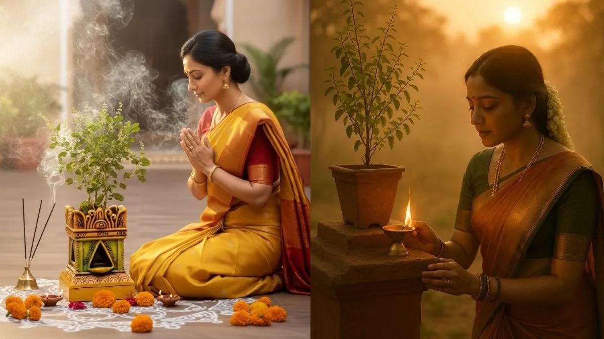 வீட்டு முற்றத்தில் துளசி செடி வைப்பது ஏன்….? பூஜைக்காக மட்டுமல்ல… வீட்டின் வாழ்க்கையோடும் பின்னிப் பிணைந்த காரணங்கள்….! பல தலைமுறைகளாக தொடரும் இந்தப் பழக்கத்தின் பின்னணி என்ன…