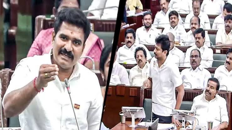 “மாண்புமிகு சங்கி அமைச்சர்…. சட்டசபையில் உதயநிதி அடித்த கமெண்ட்….!” பாத்ரூமில் 3 மணி நேரம் அமர்ந்திருந்த எதிர்க்கட்சித் தலைவர்…. உதயநிதிக்கு அமைச்சர் நிர்மல் குமார் கொடுத்த பதிலடி….!!