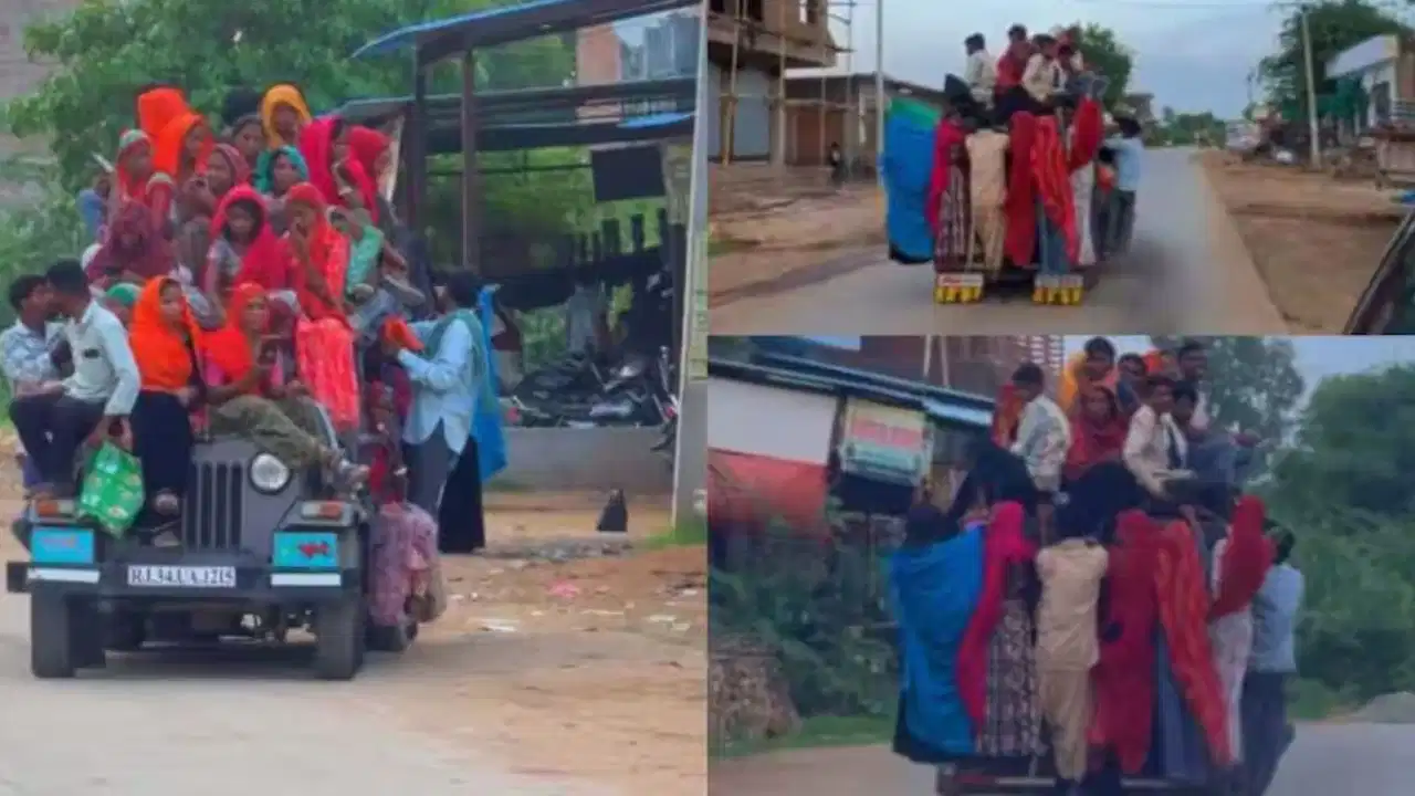 இது ஜீப்பா… இல்லை பஸ்ஸா? அளவுக்கு அதிகமான பயணிகள்; வைரலாகும் காட்சி! உள்ளே இடமே இல்லாமல் கூரையிலும் பயணம்… ஜீப்பின் வீடியோவை பார்த்து அதிர்ந்த இணையம்…!!!