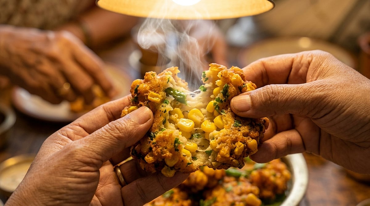 “ஈவினிங் டீக்கு இதை விட வேற என்ன வேணும்….?” தட்டே காலியாகும் மொறுமொறு ஸ்வீட் கார்ன் பக்கோடா சீக்ரெட்….!!!