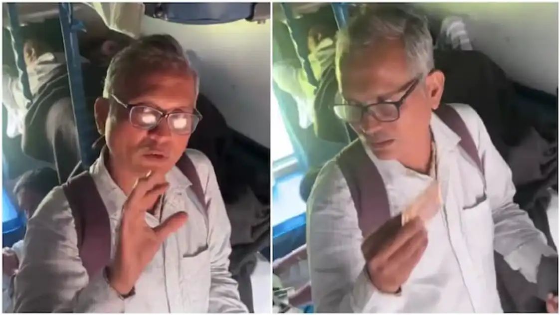 “18 மொழியா? அதுவும் ரயிலில் பேஸ்ட் விக்கிறவரா….?” இங்கிலீஷ் பேசுற அழகைப் பார்த்து வாயடைத்துப்போன பயணிகள்…. நெட்டிசன்களை உரைய வைத்த வைரல் வீடியோ….!!