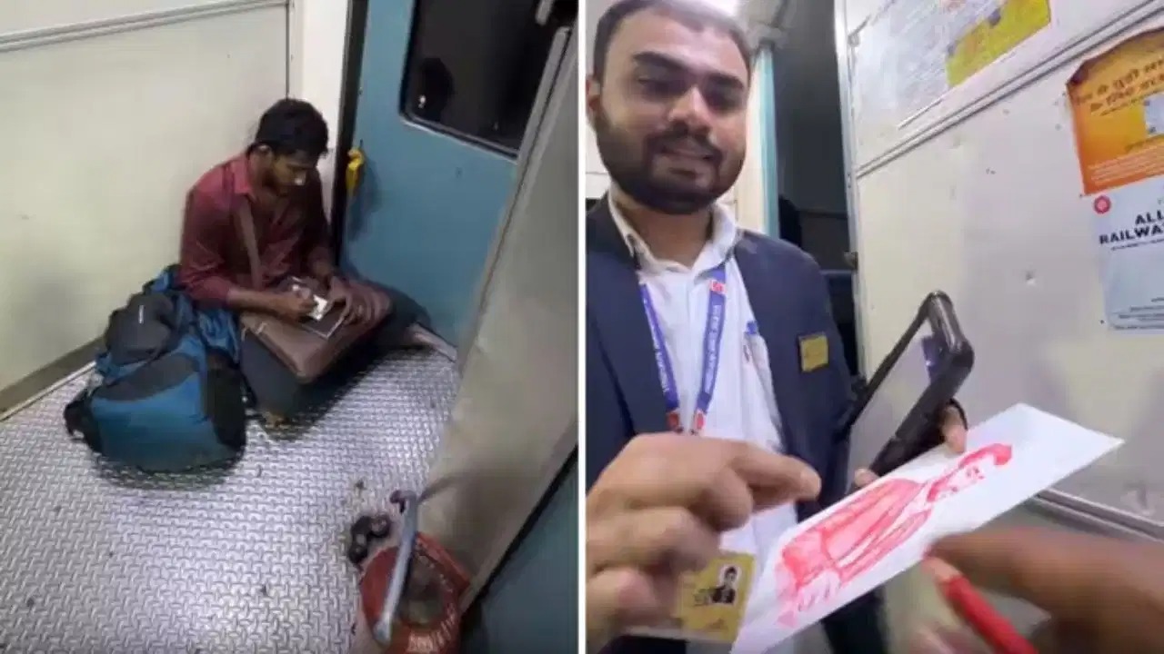 “ஓடும் ரயிலில் அபராதம்”… ஃபைன் வாங்கிய டிக்கெட் பரிசோதரை கண்ணீர் விட்டு கதறி அழ வைத்த ஓவியர்… கடைசியில் அவர் கூட செல்பியும் எடுத்துட்டாரு… இன்ஸ்டாவில் வீடியோ வைரல்..!