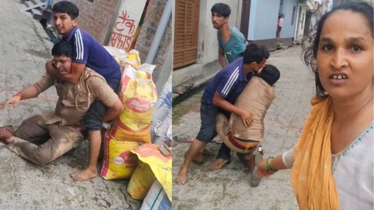 போலீசுன்னு கூட மதிக்கலையே..! “பட்டப்பகலில் மிருகத்தனமாக அடித்த கும்பல்”… அதிலும் ஒரு பொண்ணு வேற… கழுத்தைப் பிடித்து நெறுத்தி துடிக்க துடிக்க… கடமையை செய்யப்போனது ஒரு குத்தமா..? அதிர்ச்சி காணாளி.!
