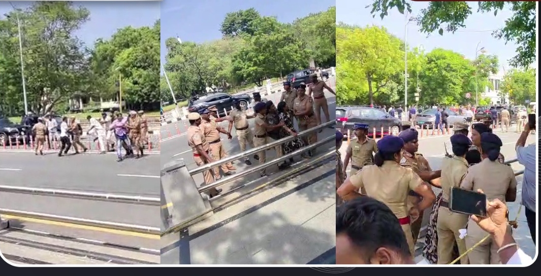 “முதல்வர் விஜயின் காரை மறித்து அதிரடிப் போராட்டம்!”.. மானாமதுரை ஆக்காஷ் காவல் மரணம் விவகாரம்..  தலைமைச் செயலகம் அருகே பரபரப்பு..!!!