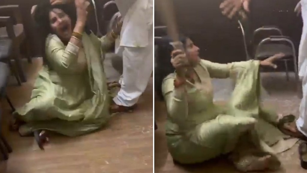 முன்னால் எம்எல்ஏவுக்கு 3 பொண்டாட்டி..! “திடீரென வெடித்த சண்டை”… 3-வது மனைவியின் முடியை பிடித்து தரதரவென இழுத்துச் சென்ற மூத்த அரசியல் தலைவர்… துடைப்பதால் அடித்தும் விடல… பகீர் வீடியோ…!