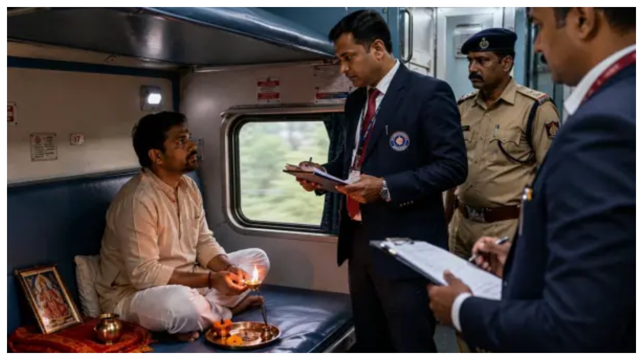 “அடப்பாவமே… நூற்றுக்கணக்கான பயணிகளோட உயிரை வச்சு இப்படி ஒரு விளையாட்டாப்பா!” ரயிலுக்குள் விளக்கேற்றி பூஜை செய்த நபர் அதிரடி கைது..!!!