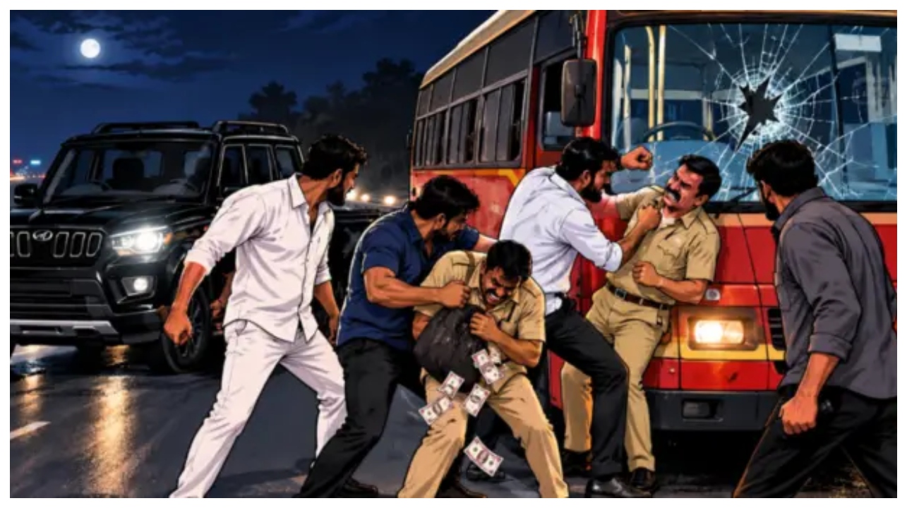 “டிரைவர் சுதாரிச்சதால தப்பிச்சோம்!” எஸ்டி பேருந்தைச் சூழ்ந்த கருப்பு ஸ்கார்பியோ… நள்ளிரவு சாலையில் திக் திக் நிமிடங்கள்..!!!