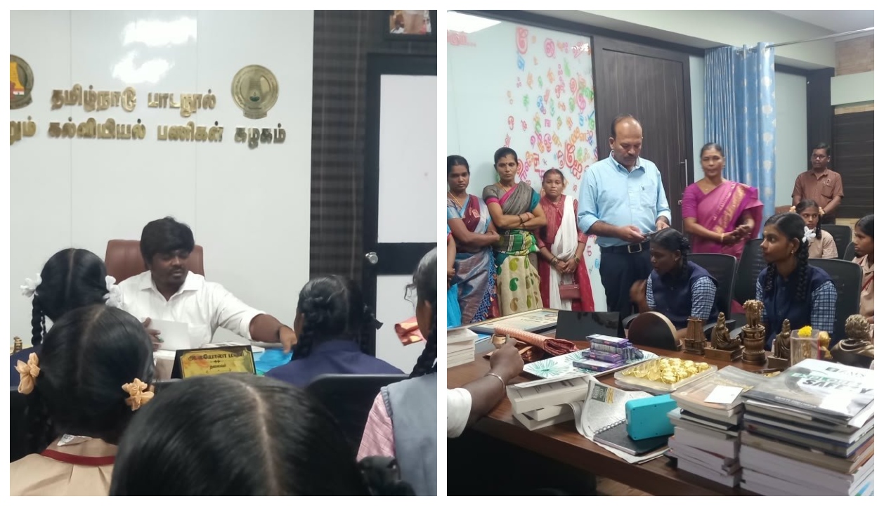 “இடைவிடாமல் சிலப்பதிகாரம் எழுதிய மாணவர்கள்!” உலக சாதனை படைத்த தமிழ் மாணவர்களை நேரில் அழைத்து அசத்திய தமிழ்நாடு பாடநூல் கழகம்… குவியும் வாழ்த்துகள்…!!”