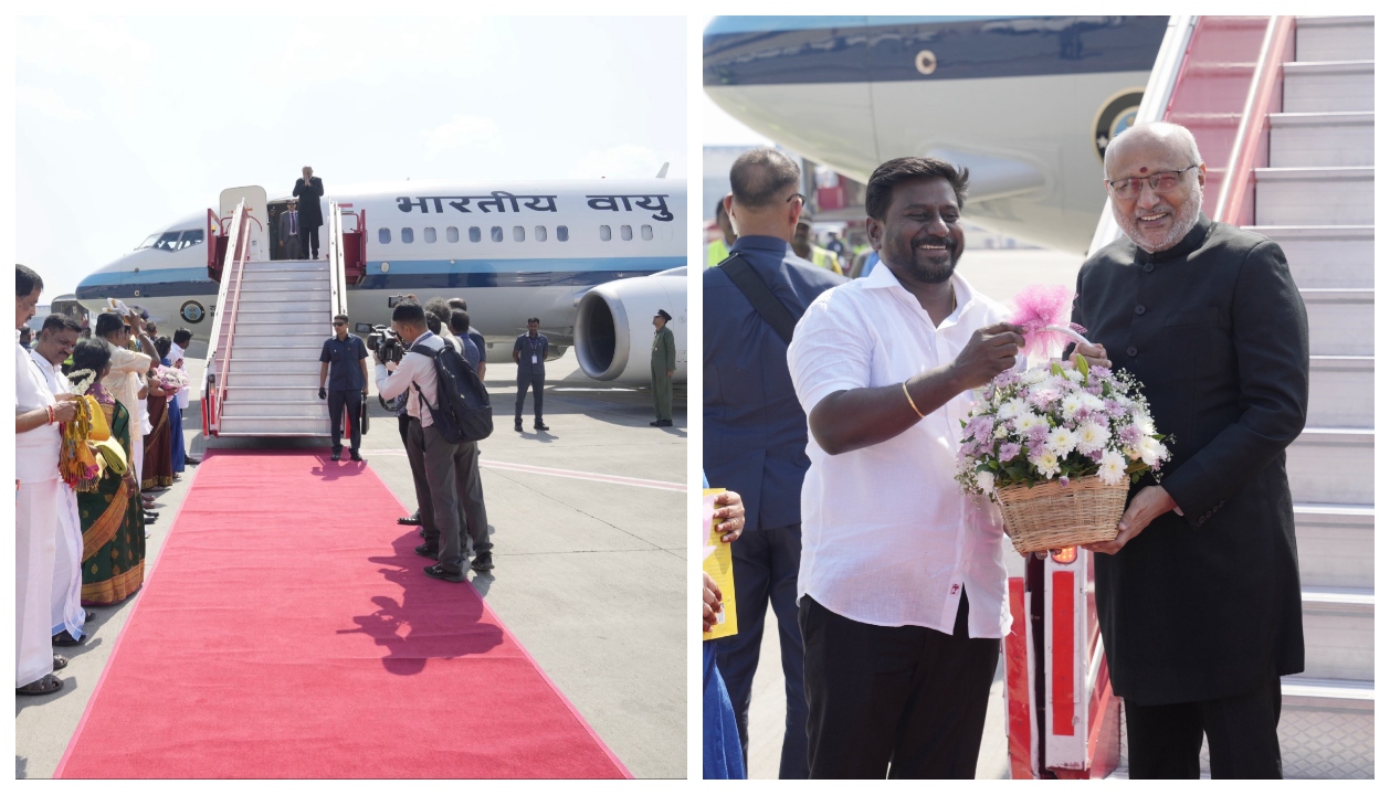 “திடீர் வருகையால் பறக்கும் பாதுகாப்பு!” – சென்னை வந்தடைந்த துணைத் தலைவர் சி.பி. ராதாகிருஷ்ணனின் அதிரடிப் பயணம்… அமைச்சர் ராஜ் மோகன் நேரில் வரவேற்பு…!!”