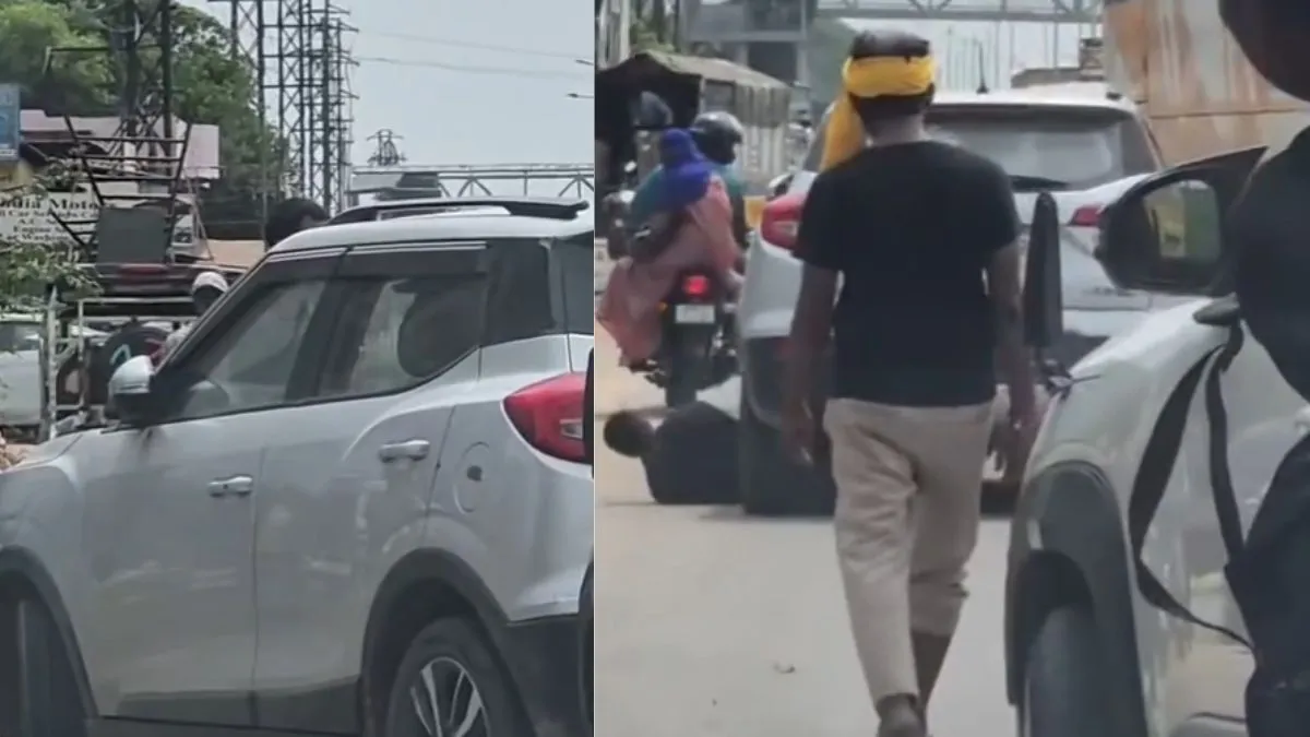நடுரோட்டில் அரசு ஊழியருக்கே இந்த கதியா..? சின்ன சண்டைக்காக காரை விட்டு ஏத்திய கொடூரம்… சாலையில் தரதரவென இழுத்துட்டு போனதால் பரபரப்பு… என்ன நடந்தது..?